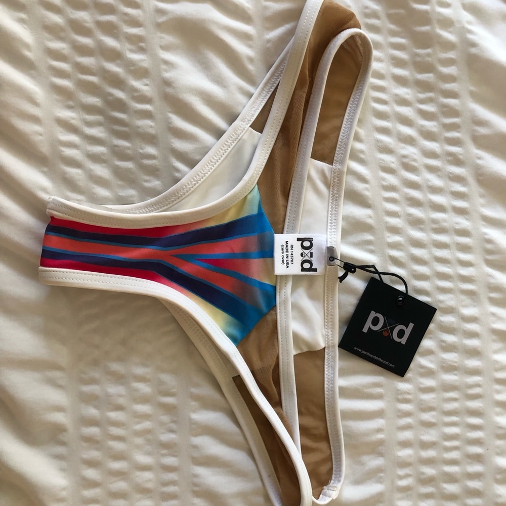 Pacific and Driftwood Birds of a Feather White Nude Bikini Bottom